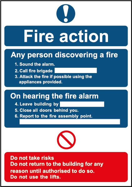 Fire Action Sign
