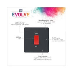 45a Double Pole Plastic Square Cooker Switch With LED