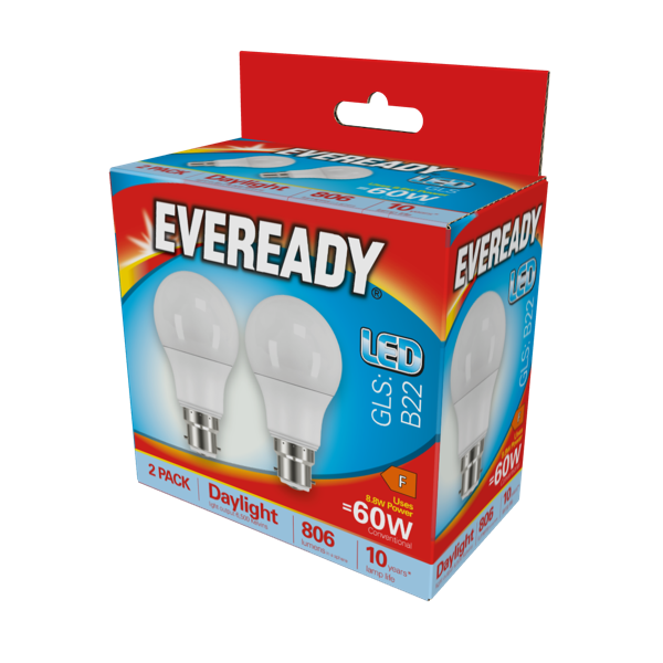 LED GLS BC B22 6500k Daylight Pack 2
