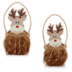 Brown Fluffy Reindeer Felt Bag