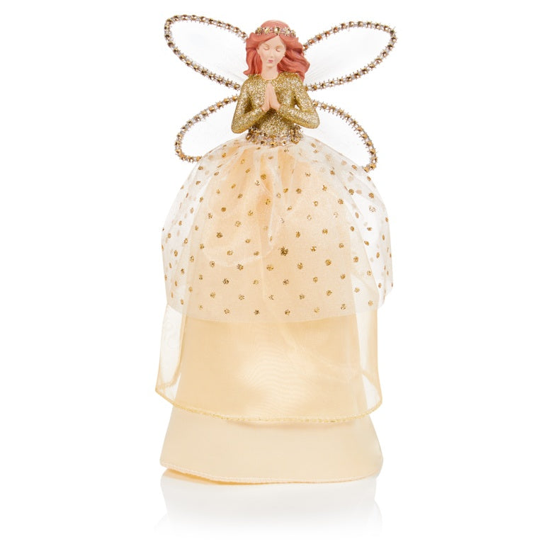 Champagne Gold Angel With Gold Glitter Topper