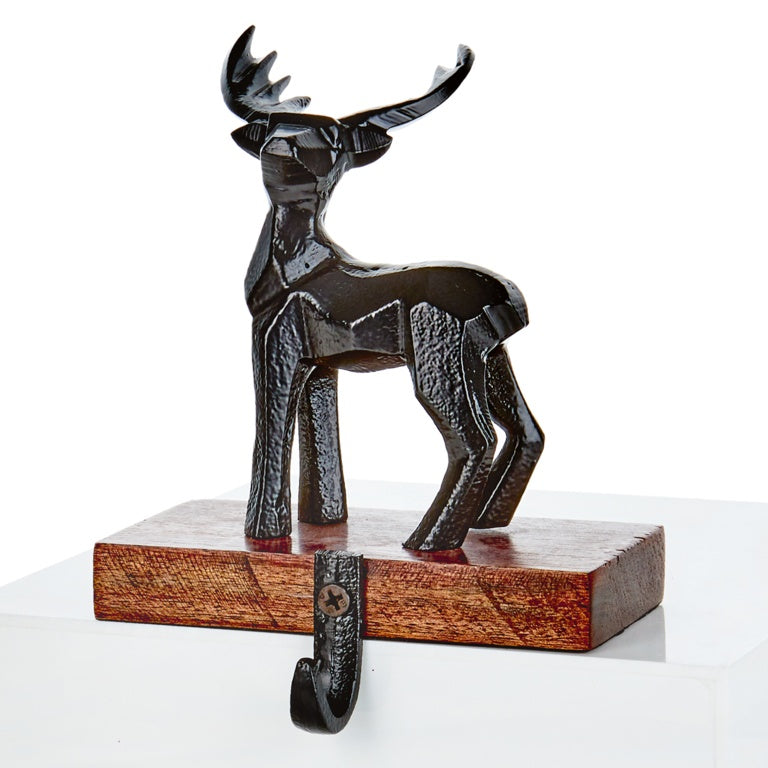 Black Metal Stag Stocking Holder