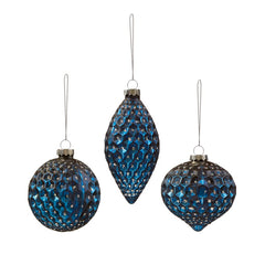 Blue Dimple Ball Onion Drop Bauble