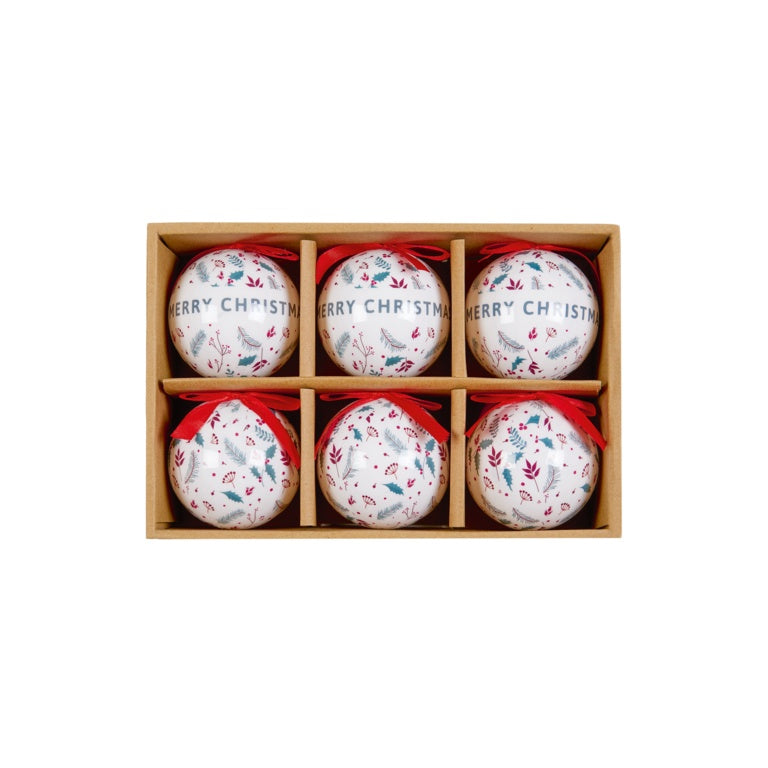 75mm Holly Berry Design Decoupage Balls