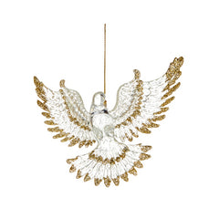 Clear Dove With Glitter Edges Hanging Decoration