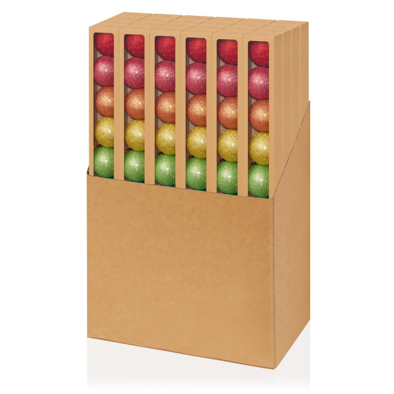 60mm Rainbow Glitter Baubles
