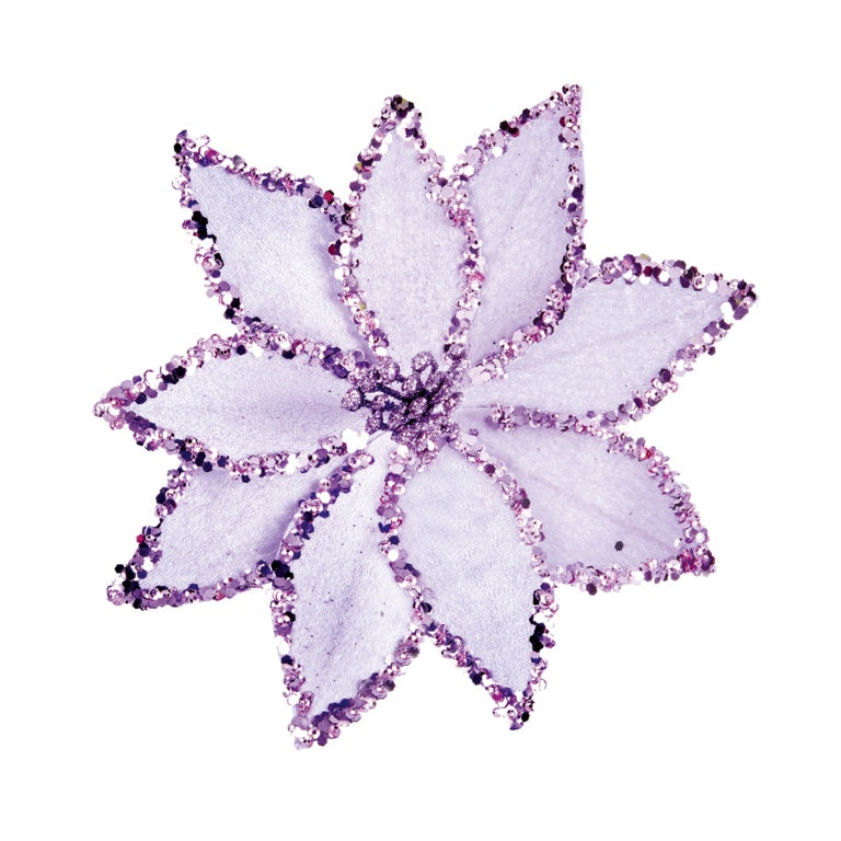 Beaded Poinsettia On Clip
