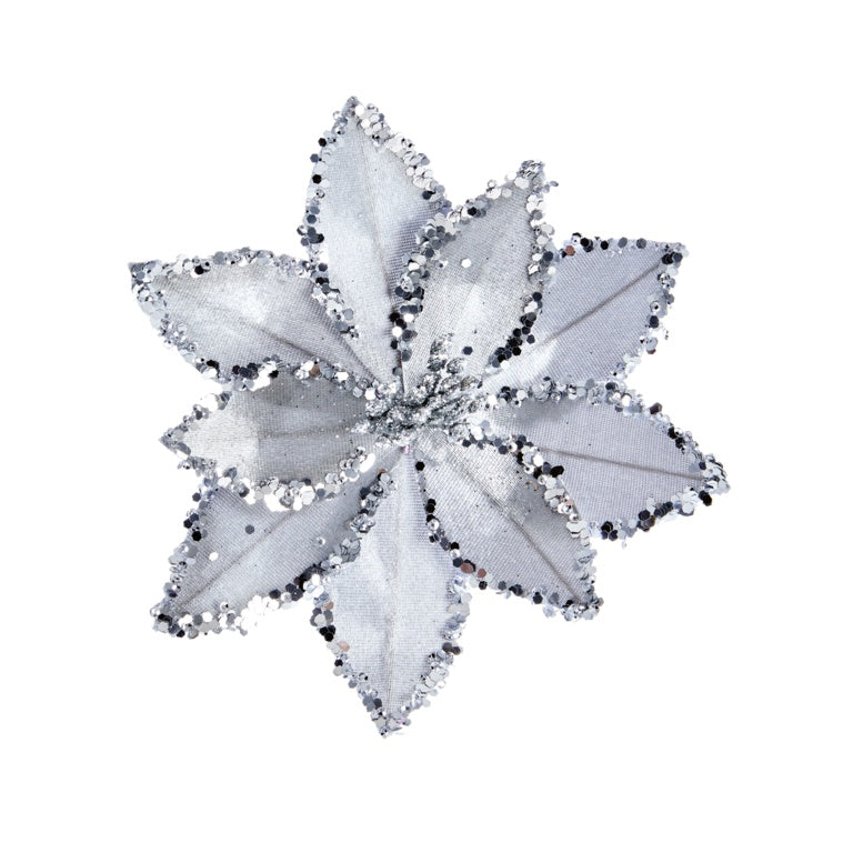 Beaded Poinsettia On Clip