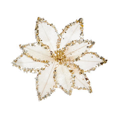 Beaded Poinsettia On Clip