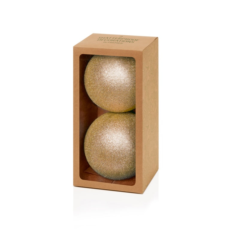 Champagne Gold Glitter Shatterproof Baubles