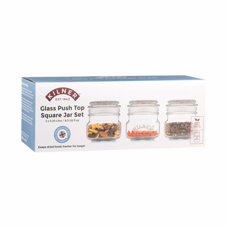 Square Push Top Jars 250ml