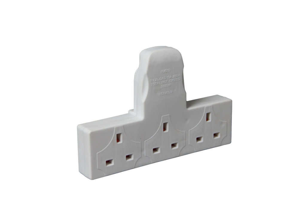 T Shaped 3 Way Plug In Adaptor