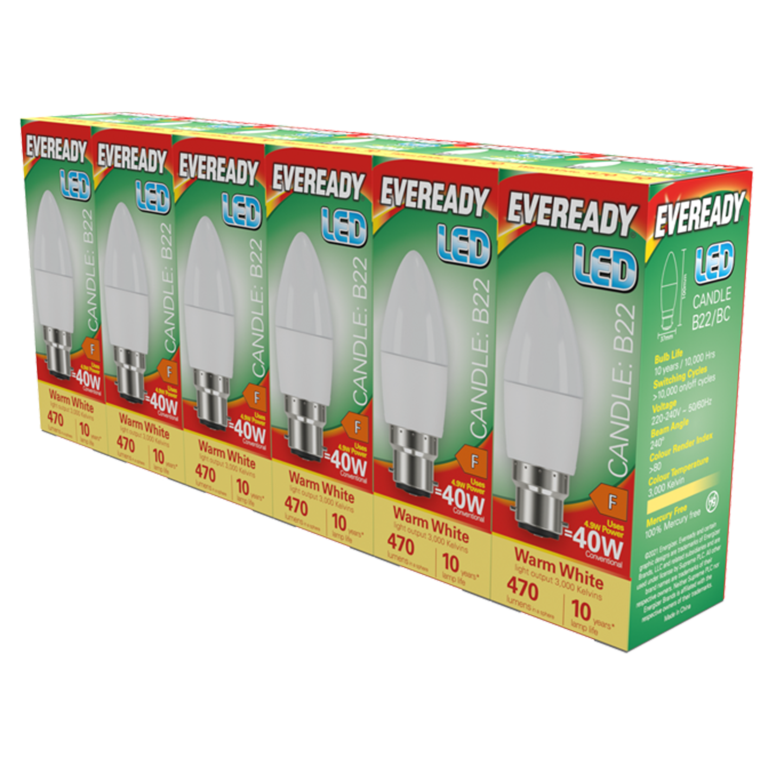 LED BC Candle B22 Pack 6
