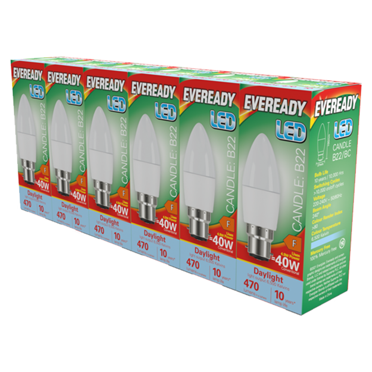 LED BC Candle B22 Pack 6