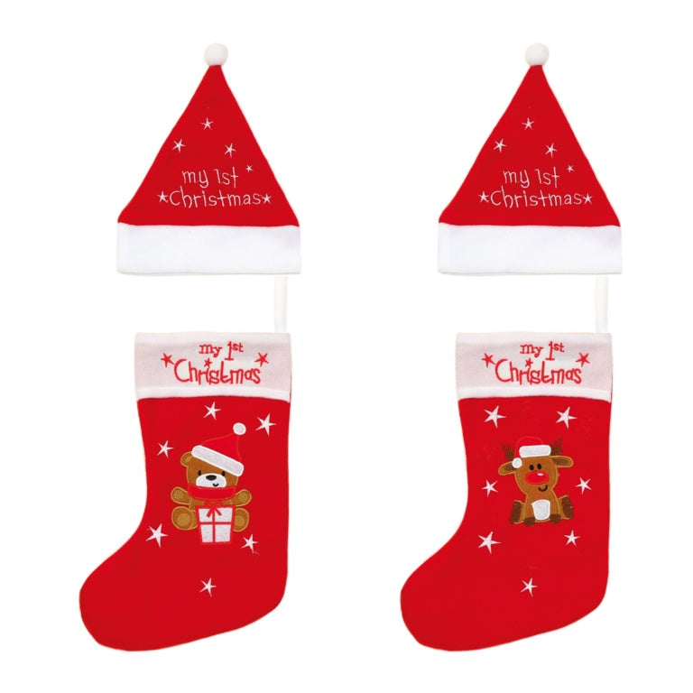 36cm My First Christmas Red Baby Hat & Stocking