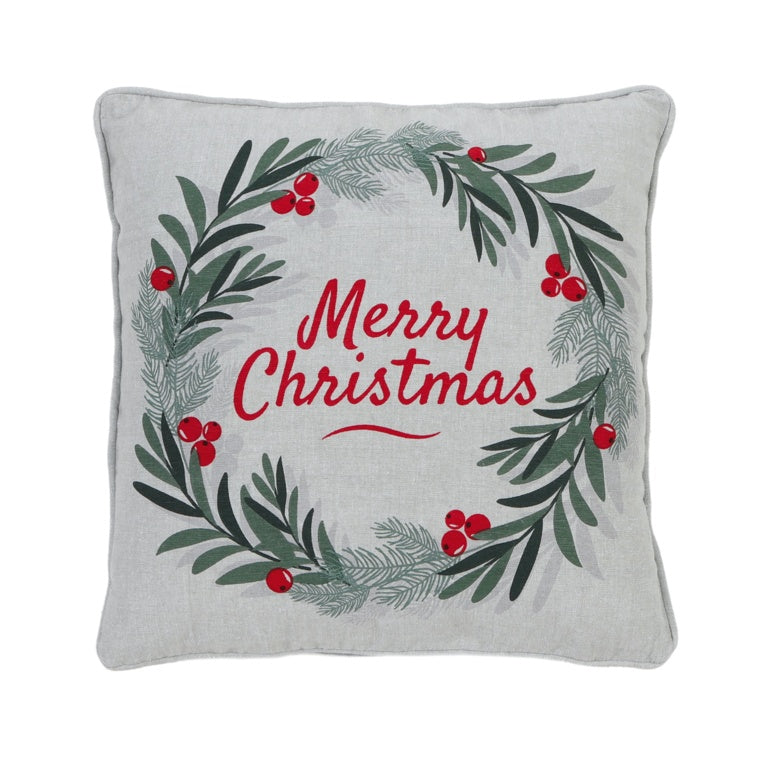 Chambray Christmas Wreath Cushion