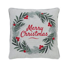 Chambray Christmas Wreath Cushion