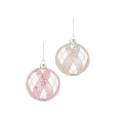 Clear Glass Bauble With Sequins Glass