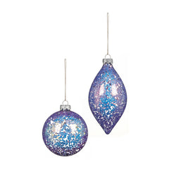 Blue Iridescent Glass Bauble With  Sequins