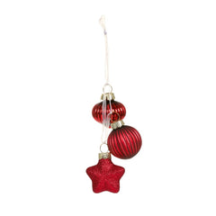 3 Piece Burgundy Glass Bauble On Ribbon