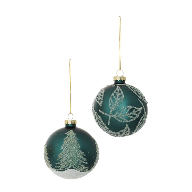 Blue Green With Frost Glass Bauble
