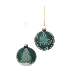 Blue Green With Frost Glass Bauble