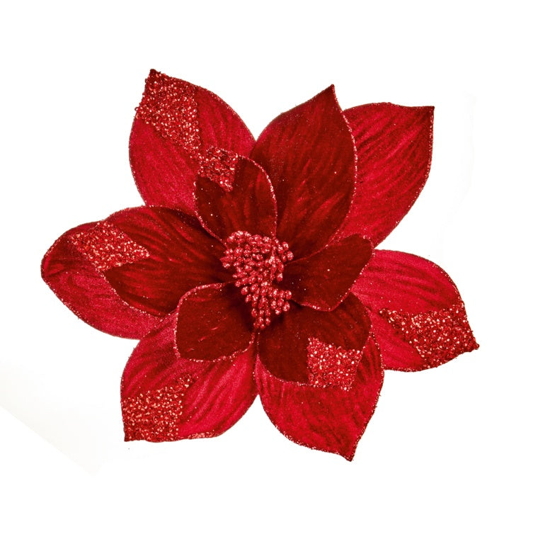 Burgundy Velvet Poinsettia With Sequins