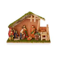 9 Piece Nativity Scene With Wood House