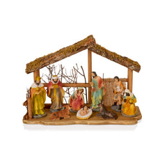 10 Piece Nativity Scene With Wood House