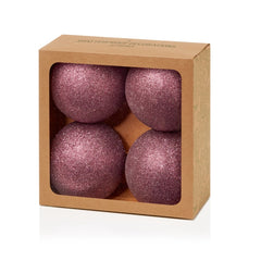 4 Piece Plum Glitter Shatterproof Baubles
