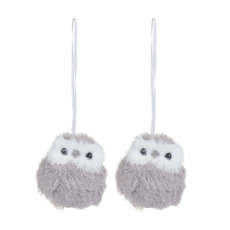 2 Piece Grey Owl Hanging Dec