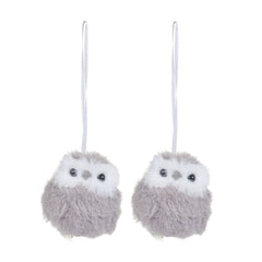 2 Piece Grey Owl Hanging Dec