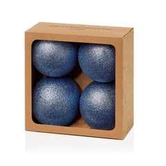 4 Piece Midnight Glitter Shatterproof Baubles