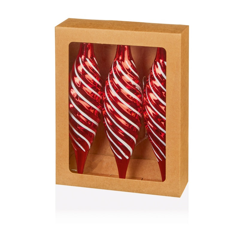 3 Piece Red White Spiral Drop