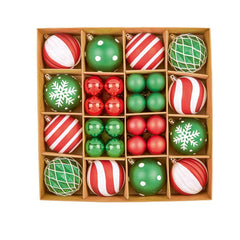 44 Piece Multi Red Green White Baubles