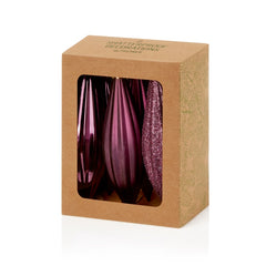 6 Piece Plum Drop Bauble