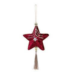 Burgundy Velvet Star W/G Tassel