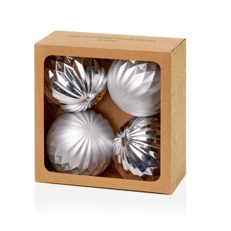 4 Piece Silver Geo Balls