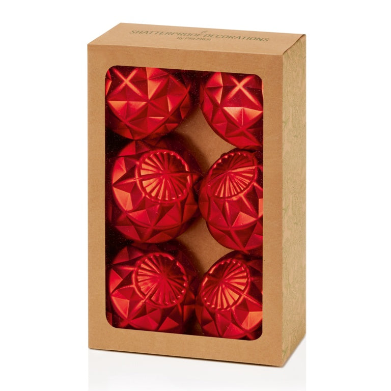 6 Piece Red Geo Balls