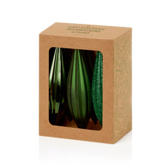 6 Piece Dark Green Drop Bauble