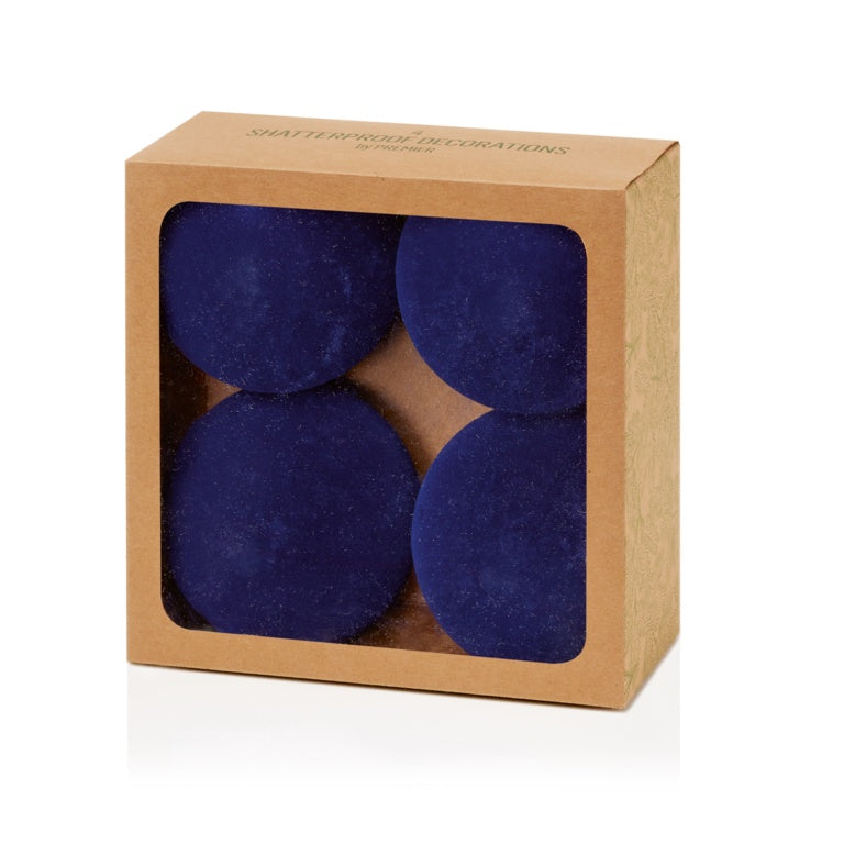 4 Piece Midnight Blue Flock Balls