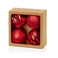 4 Piece Red Geo Balls
