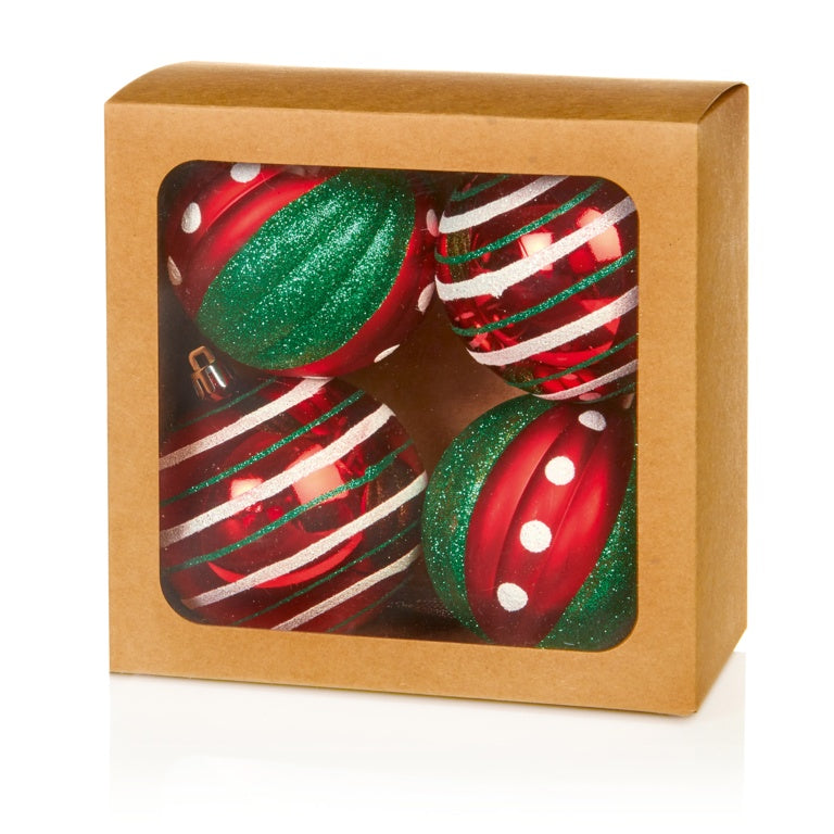 4 Piece Red Green Baubles