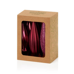 6 Piece Raspberry Drop Bauble