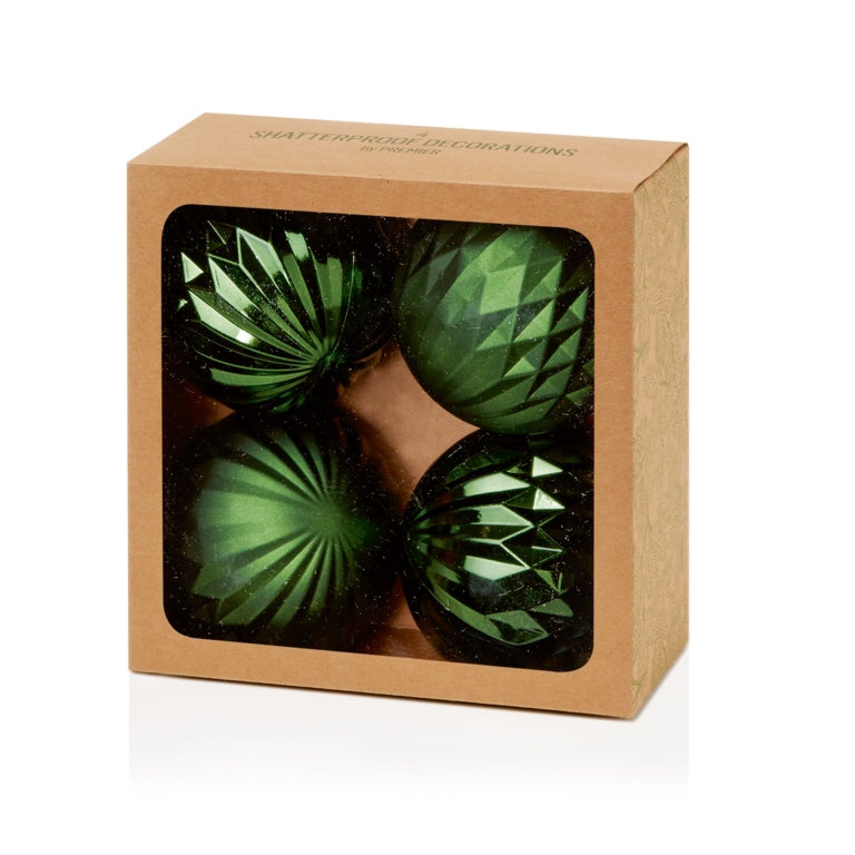 4 Piece Dark Green Geo Design Blls
