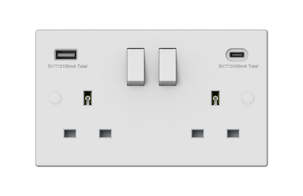 Switched Socket With USB A + C Double Pole