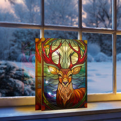 Battery Operated Lit Glass Stag Table Top 50 LED Warm White