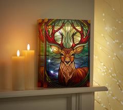 Battery Operated Lit Glass Stag Table Top 50 LED Warm White