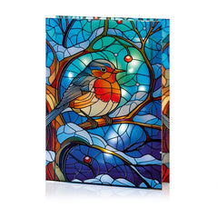 Battery Operated Lit Glass Robin Table Top 50 LED Warm White