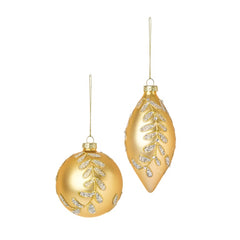 Champagne Gold Feather Glass Ball or Drop